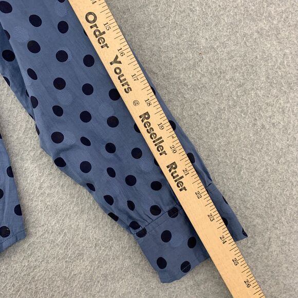 J.CREW Popover Shirt Womens Size 2 Polka Dot Jacquard Blue Sheer Career - Picture 10 of 16